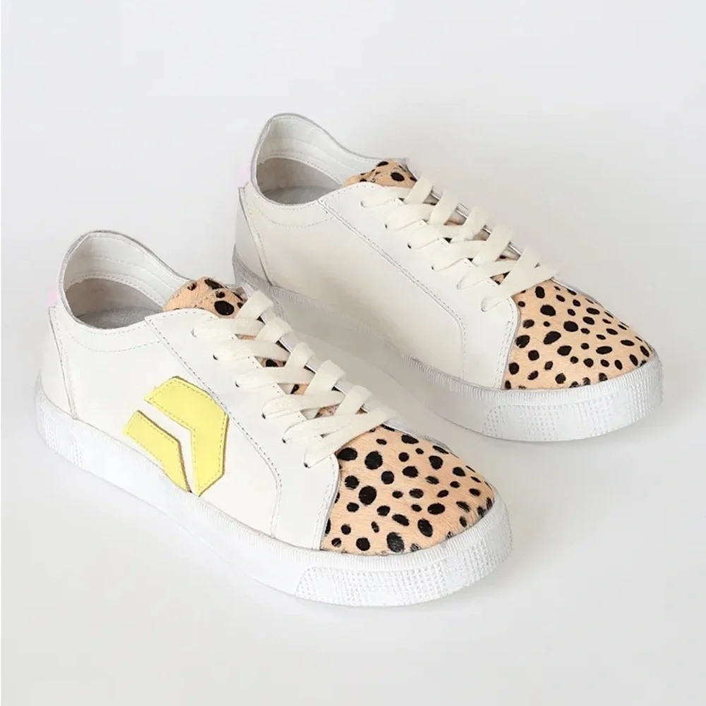 Women’s DOLCE VITA Zaga Leopard Calf Hair Leather Sneakers- Size 9.5
